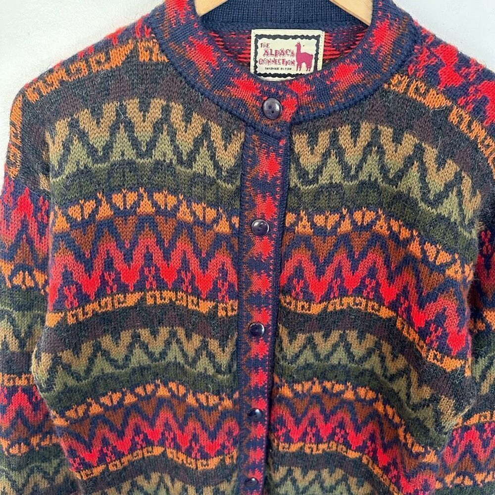 The Alpaca Connection Handmade in Peru Alpaca  Unisex Button Down Multi Color Ch - Picture 4 of 9